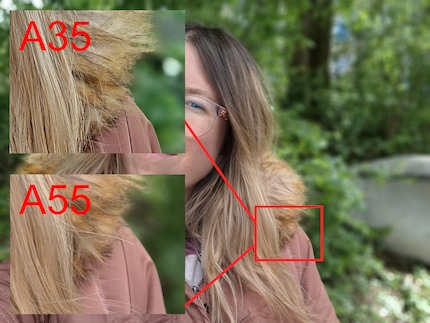Here’s a cross comparison. The section of the A35 just looks a little oversharpened. The quality is neither outstanding nor particularly bad.