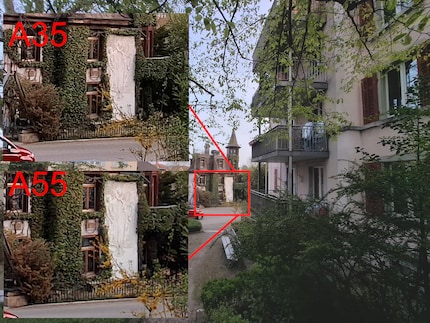 Here’s a section of the Galaxy A35’s wide-angle camera compared to the Galaxy A55’s wide-angle. The former is slightly sharper.