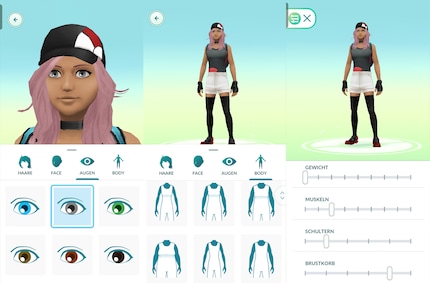 Neu kann ich, ohne mein Geschlecht auszuwählen, Körperform, Haare und Augen anpassen.