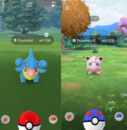 «Pokémon Go» hat ein visuelles Upgrade erhalten. Rechts siehst du den neuen Fangbildschirm.