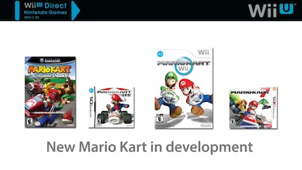 Mit diesem unspektakulärem Powerpoint-Slide wird «Mario Kart 8» angekündigt – noch ohne Titel