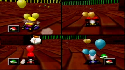 Der Battlemodus in «Mario Kart 64», in dem ich unzählige Stunden verbracht habe.