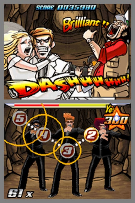 «Elite Beat Agents» ist ein charmantes Rhythmusspiel. Während du wie verrückt auf dem unteren Bildschirm rumklickst, spielen sich oben skurrile Geschichten ab.