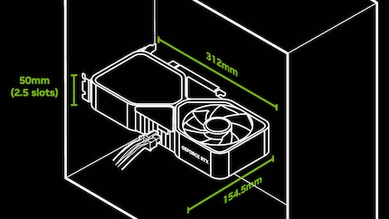 The dimensions for a horizontally installed graphics card.