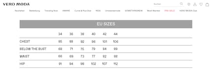 Le taglie di Vero Moda sono un po' più generose di quelle di JJXX (vedi foto sotto).