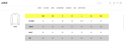 La taglia XS corrisponde alla taglia 34 della moda femminile europea.