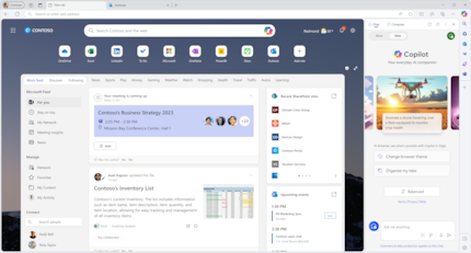 L'estensione Copilot in Edge si integra come barra laterale.