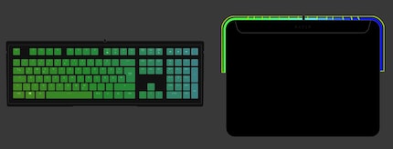 In der Konfigurations-App «Synapse» sind die Leuchtzonen des Mauspads gut dargestellt (rechts).