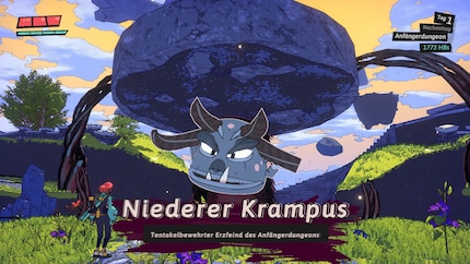 Au-dessus du Krampus mineur se trouve une grosse pierre tenue par plusieurs lianes. Je me demande bien ce que je dois faire...