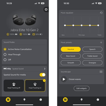 L’appli Sound+ vous permet d’augmenter les médiums dans l’égaliseur ou de sélectionner un préréglage.