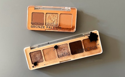 I only use the golden shade from the small palette, but like all the colours from the other one.