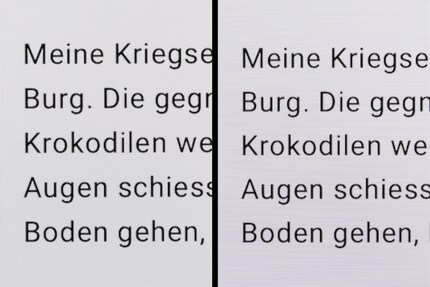 High magnification shows that text looks just as sharp on WOLED (left) as it does on QD-OLED (right).
