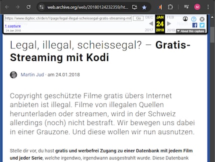 Dieser Artikel von 2018 zum Thema Gratis-Streaming wurde wenige Tage nach Veröffentlichung gelöscht. Über archive.org und deren Wayback Machine ist er weiter abrufbar.