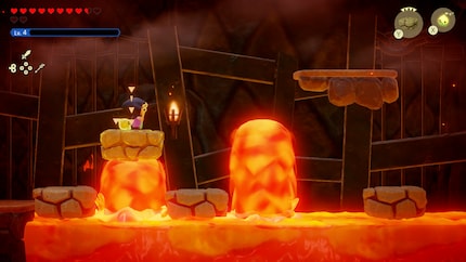 Alcune sezioni dei dungeon si giocano da una prospettiva laterale in 2D. E sì, Zelda può anche saltare!