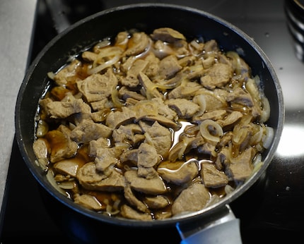 Gyudon à base de déchets de production de bière.