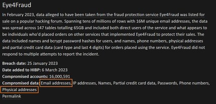 Gemäss BACS stammen die Daten aus dem Leak der Firma «Eye4Fraud»