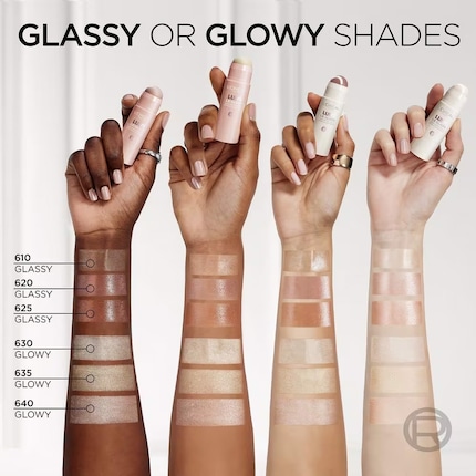 This is what the swatches for the products look like on different skin tones.