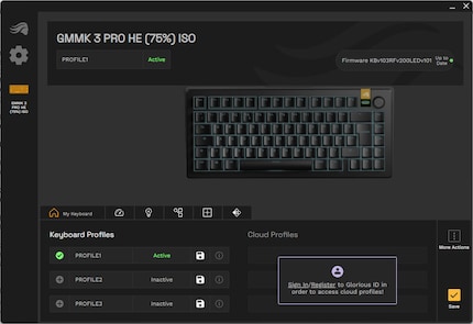 This is how the GMMK 3 Pro HE greets me when I click on it in the software.