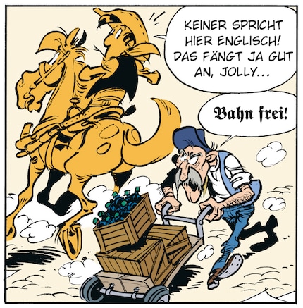 Lucky Luke initially has difficulties understanding Milwaukee.