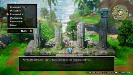 In der Kirche kann ich speichern oder gefallene Party-Mitglieder wiederbeleben.