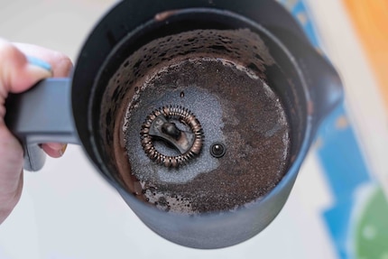 The cocoa powder got a little too hot at the bottom.