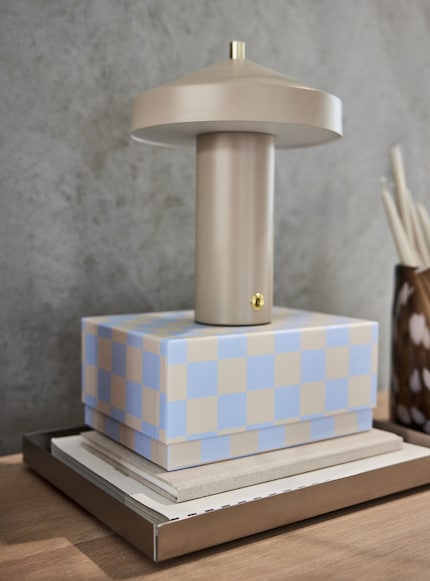 The chequerboard pattern makes Mana a good choice for organising and decorating your home.