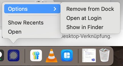 Mantenere il programma nel Dock è l'equivalente Mac del collegamento al desktop.