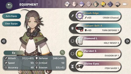 Die Ausrüstungsgegenstände haben unterschiedliche Eigenschaften.