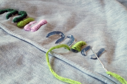 Mit buntem Garn verkleidest du die haptischen Buchstaben.