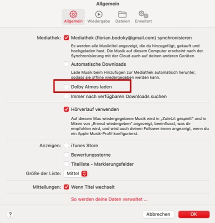 So you can load all songs as Dolby Atmos if they support it.
