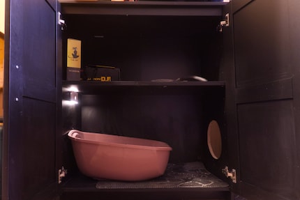 Une armoire WC pour chat.