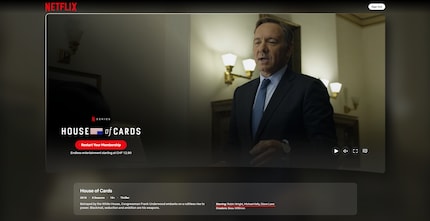 Auf Netflix wird Kevin Spacey nicht einmal mehr in der Besetzung von «House of Cards» gelistet.