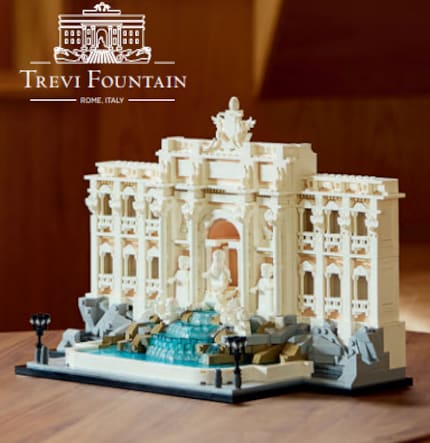 La foto della nuova fontana LEGO è stata scoperta in una brochure pubblicitaria finlandese.