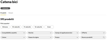 I filtri sono ordinati in base alla frequenza dei loro clic per questo tipo di prodotto.