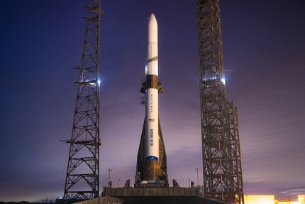 «New Glenn» am 27. Dezember 2024 auf dem Startplatz.