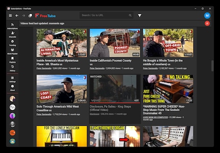 Deine Feed-Inhalte werden bei FreeTube nicht durch einen Algorithmus beeinflusst. Sie basieren rein auf den Kanälen, die du abonniert hast.