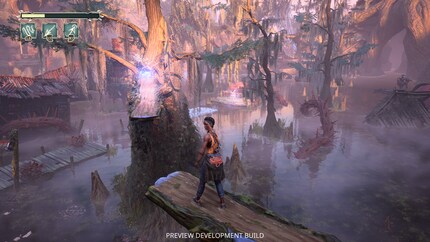 Des ressources lumineuses bleues me permettent de débloquer de temps à autre de nouvelles capacités de combat. À part ça, pas grand-chose à découvrir.