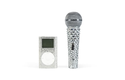 An iPod Classic pimped up with gemstones from Karl Lagerfeld's collection.