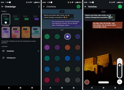 Du kannst vordefinierte Designs nutzen oder alle Einstellungen individuell vornehmen. Eine Vorschau zeigt dir das Ergebnis.