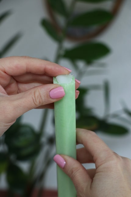 Once you press some of the mouldable grip onto the end of your candle, it already starts to sit securely in the candlestick.
