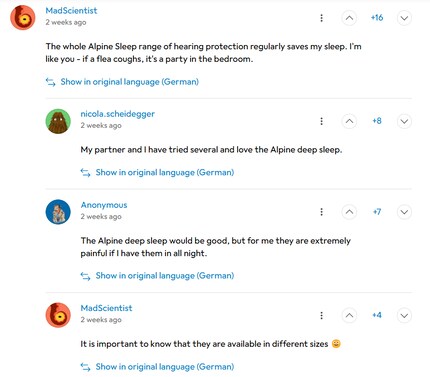 The Alpine SleepDeep are very popular with the Galaxus Community.