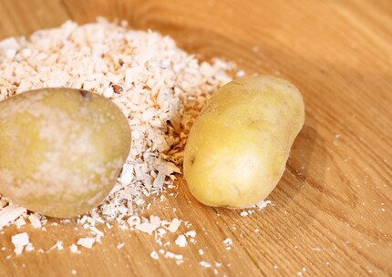 Potatoes are used as a binding agent in the production of briquettes