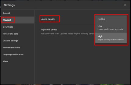 Puoi adattare la qualità nel menu di riproduzione.