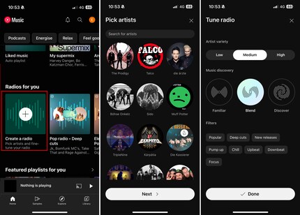 Puoi creare la tua stazione radio. L'algoritmo aiuta nella selezione della musica.