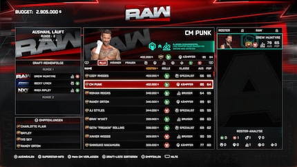 Au début de MyGm, je drafte mon roster de départ contre mes concurrents.