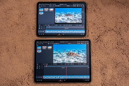 Das iPad Air (unten) rendert 4K-Videos problemlos und fast so schnell wie das iPad Pro.