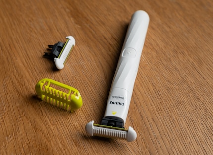 The OneBlade Intimate with handpiece, replacement blade and 3-millimetre attachment.