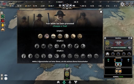 Après plusieurs combats, je peux accorder une promotion à mon chef des armées.