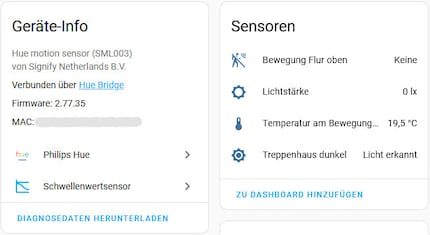 Hue bewegingsmelders hebben een thermometer - dat wist ik nog niet.