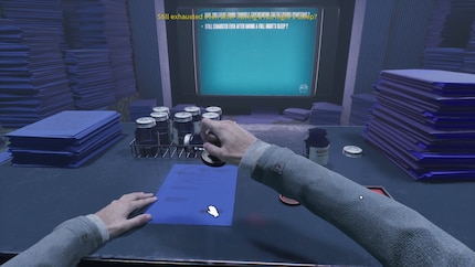 Stamp ’til you drop: in one sequence, I have to certify documents over and over.